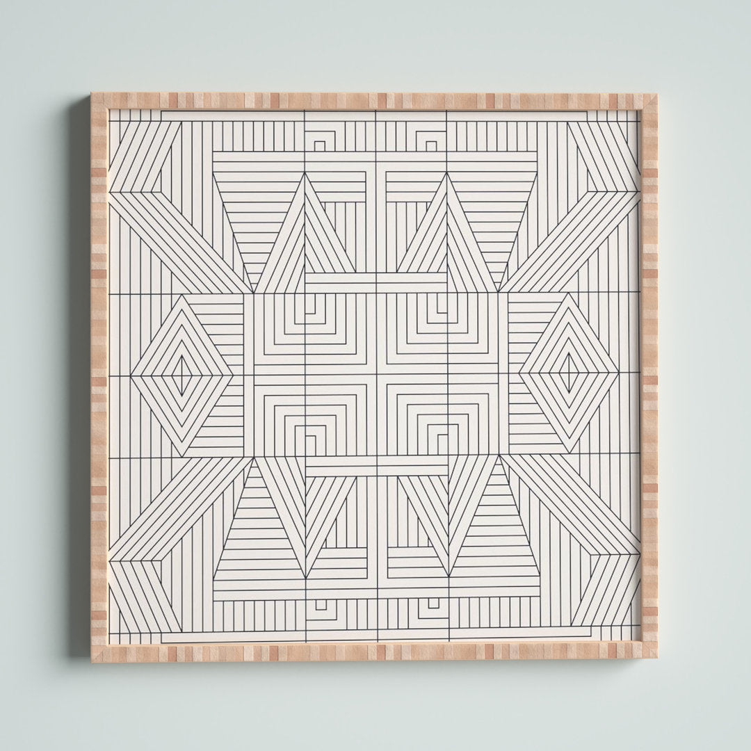 Line Mandala' - Picture Frame Graphic Art Print on Paper Mercury Row® Size: 20" H x 20" W x 1" D