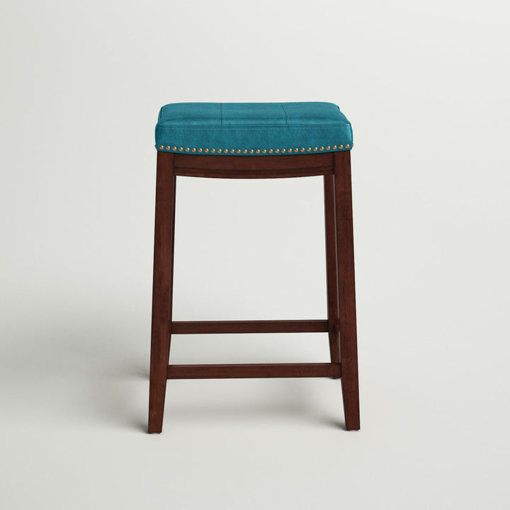 Arlyce Counter & Bar Solid Wood Backless Stool with Upholstered Seat Lark Manor™ Seat Height: Counter Stool (26.5" Seat Height)
