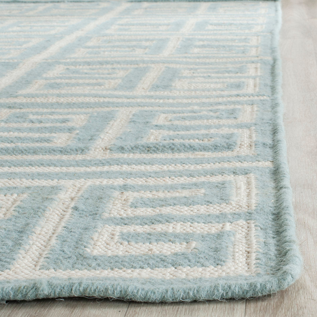 Rodgers Hand Woven Flat Weave 50% Banana Silk, 30% Wool, 20% Cotton Geometric Rug Ebern Designs Rug Size: Square 7' x 7'