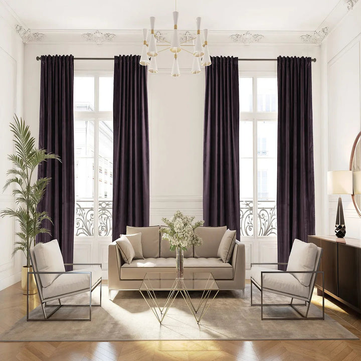 Matte Velvet Extra wide x Extra Long Custom Made Decorative Single Panel Lilijan Home & Curtain Curtain Color: 25 Dark Byzantium Size per Panel: 100" W x 300" L
