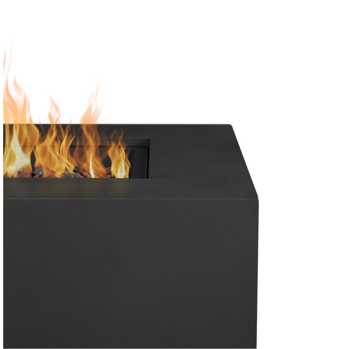 AEGEAN Propane / Natural Gas Outdoor Fire Pit Table Real Flame Size: 16" H x 36" W x 36" D Finish: Black