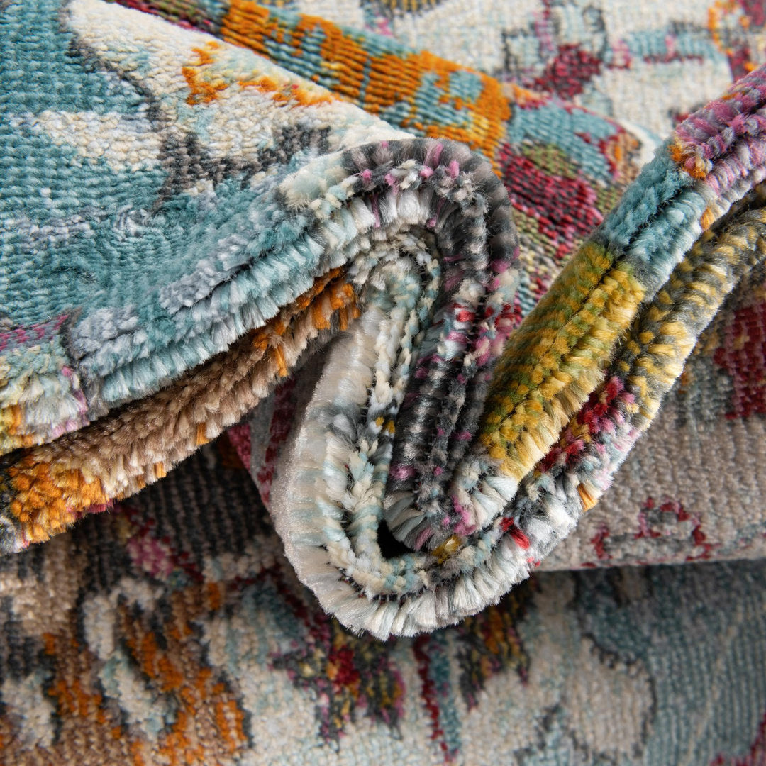 Haefner  Floral Orange/Gray/Blue Area Rug Langley Street® Rug Size: Rectangle 8'2" x 10'
