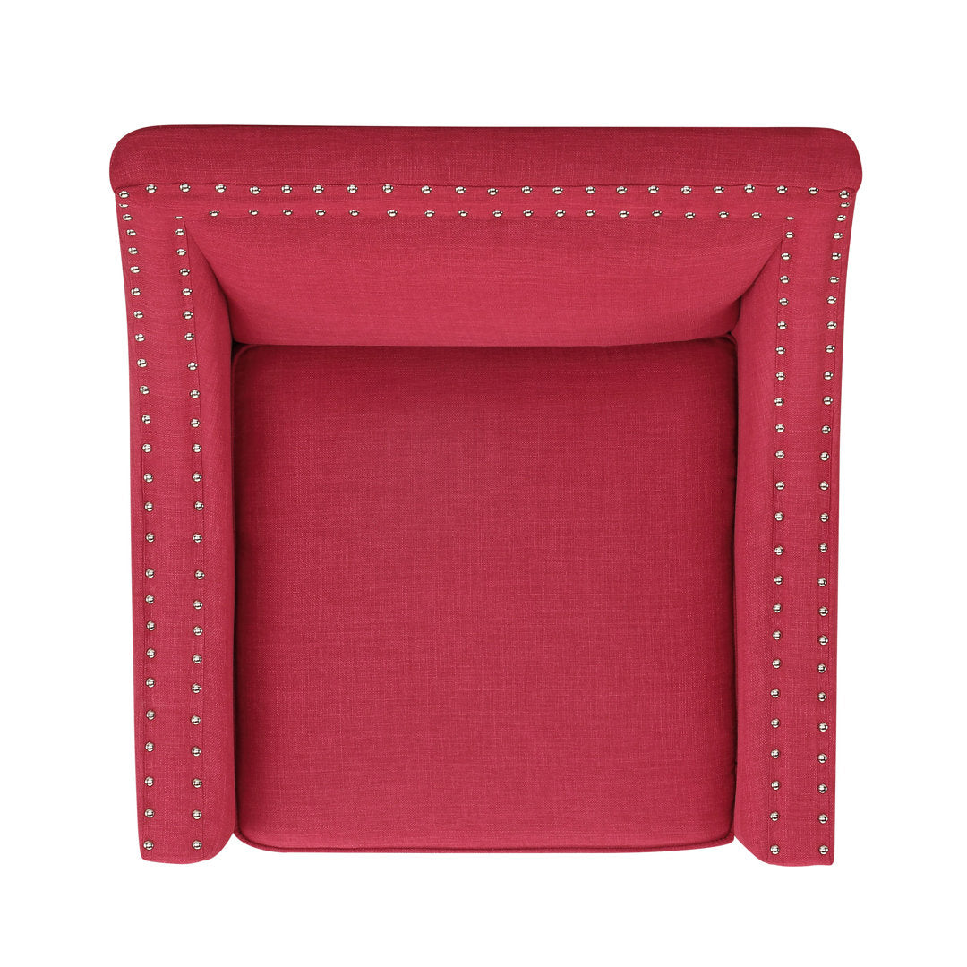 Hilga Erica Accent Armchair With Chrome Nailhead Trim Winston Porter Fabric: Red Polyester Blend