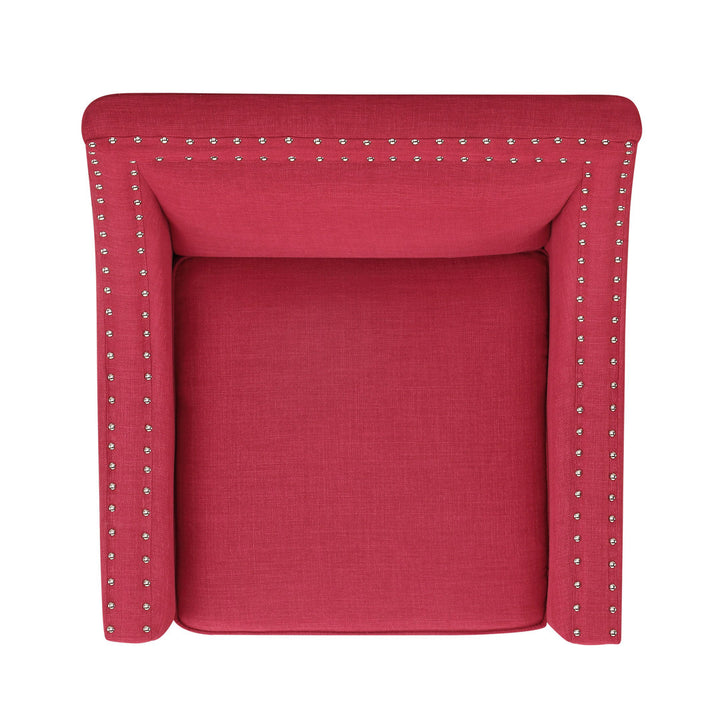 Hilga Erica Accent Armchair With Chrome Nailhead Trim Winston Porter Fabric: Red Polyester Blend
