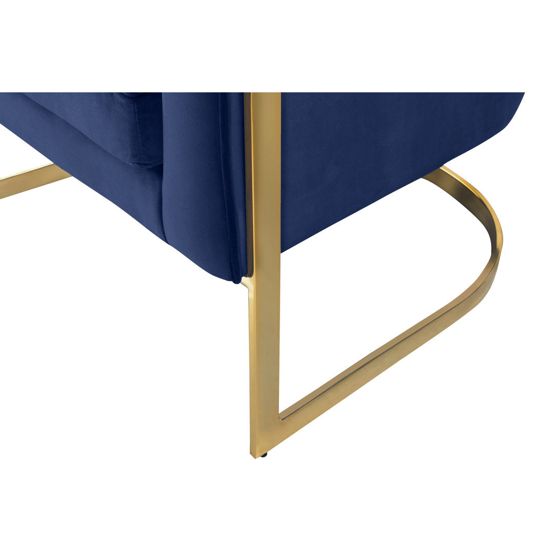 Barnicle 30" Wide Velvet Barrel Chair Everly Quinn Body Fabric: Navy Velvet