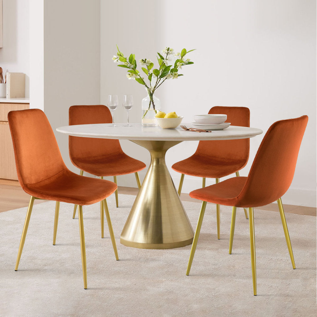 Heffron Velvet Upholstered Side Chair (Set of 4) Zipcode Design™ Upholstery Color: Gold Terra