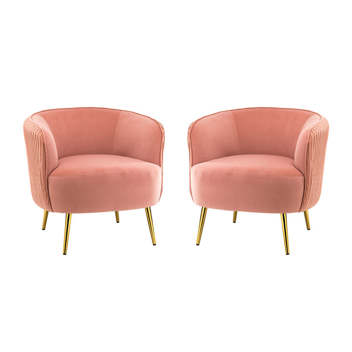 31'' Wide Barrel Chair (Set of 2) Everly Quinn Upholstery Color: Pink Velvet