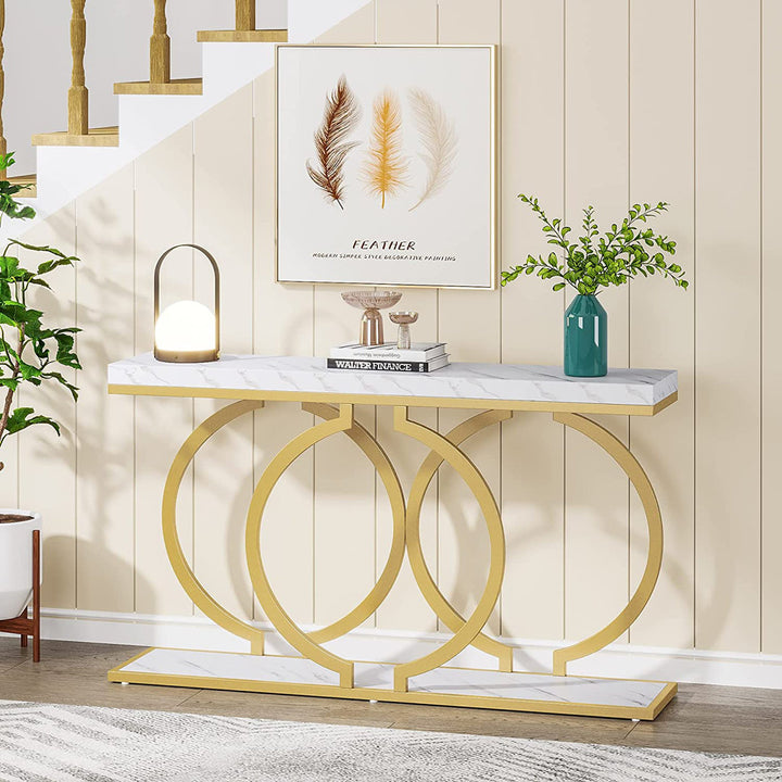 Herakles 55" Console Table Mercer41 Color: White/Gold