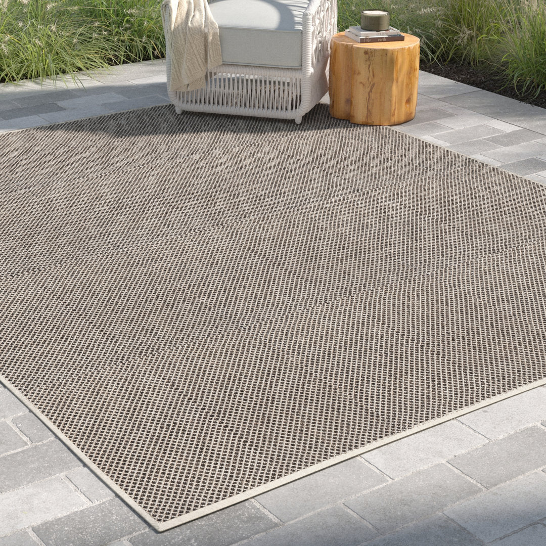 Leia Ivory/Charcoal Gray Indoor / Outdoor Area Rug Sand & Stable™ Rug Size: Rectangle 8' x 10'