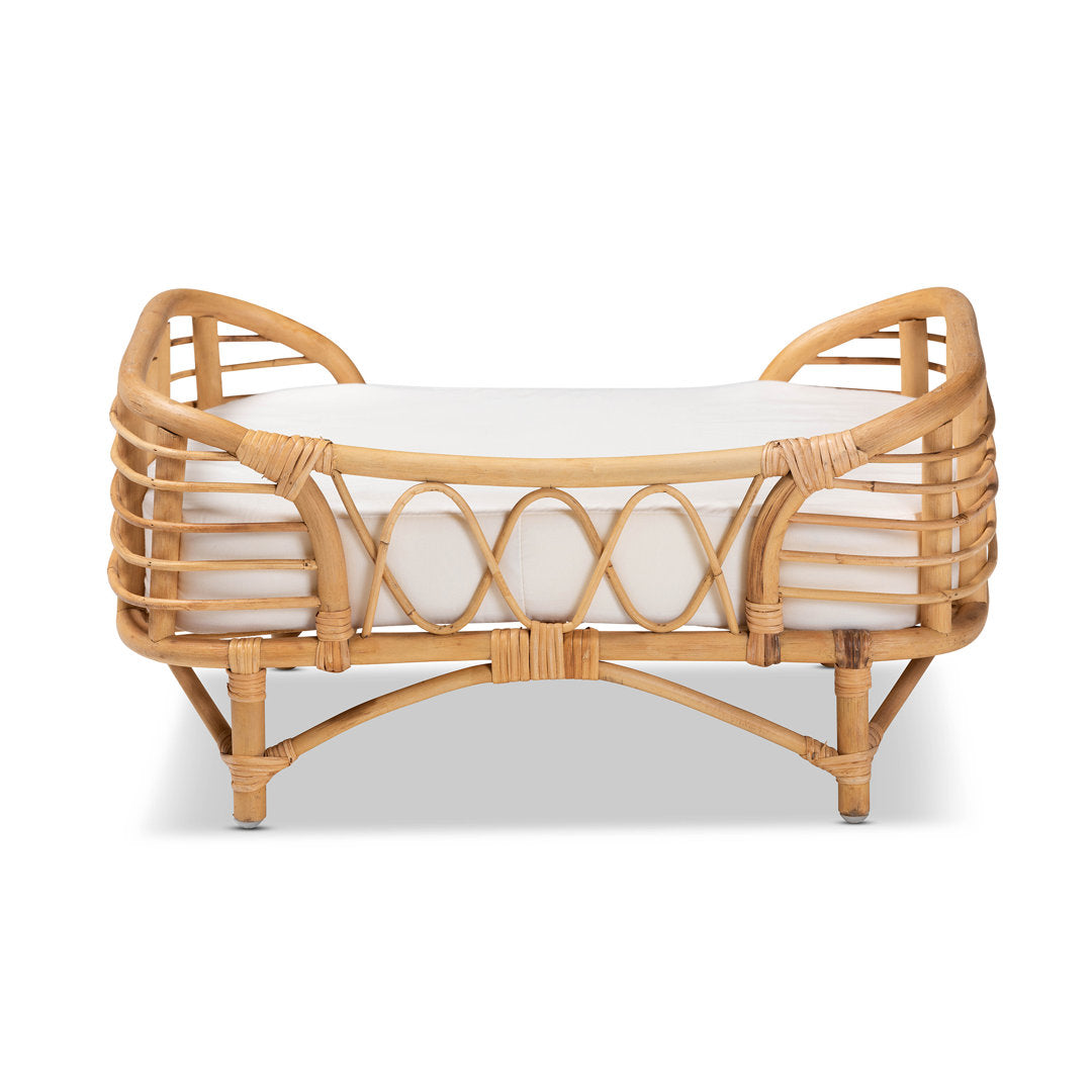 Malino Modern Bohemian  Natural Brown Rattan Pet Bed With Cushion Tucker Murphy Pet™