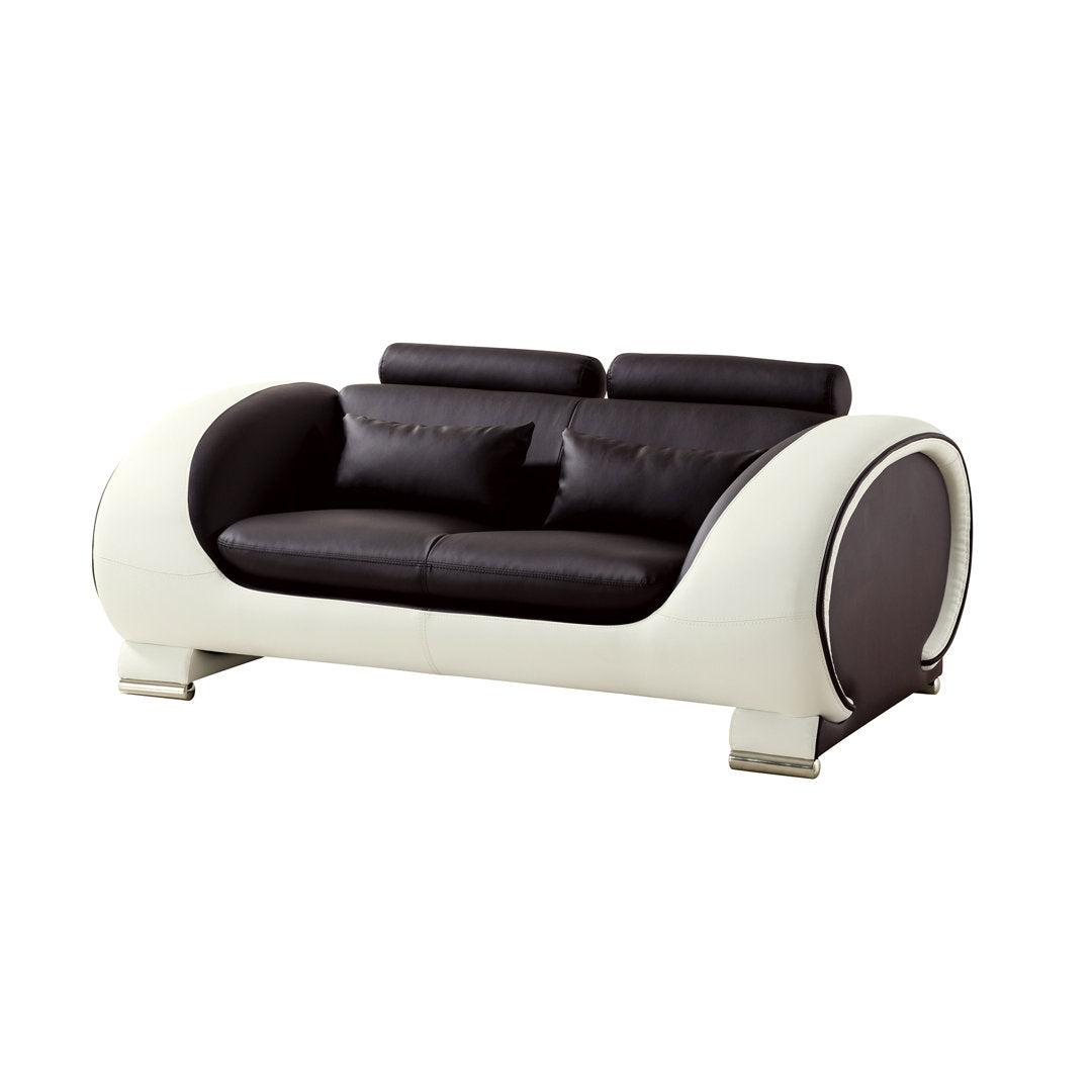 Shryock 65" Faux Leather Round Arm Loveseat Brayden Studio® Finish: Dark Chocolate/Cream