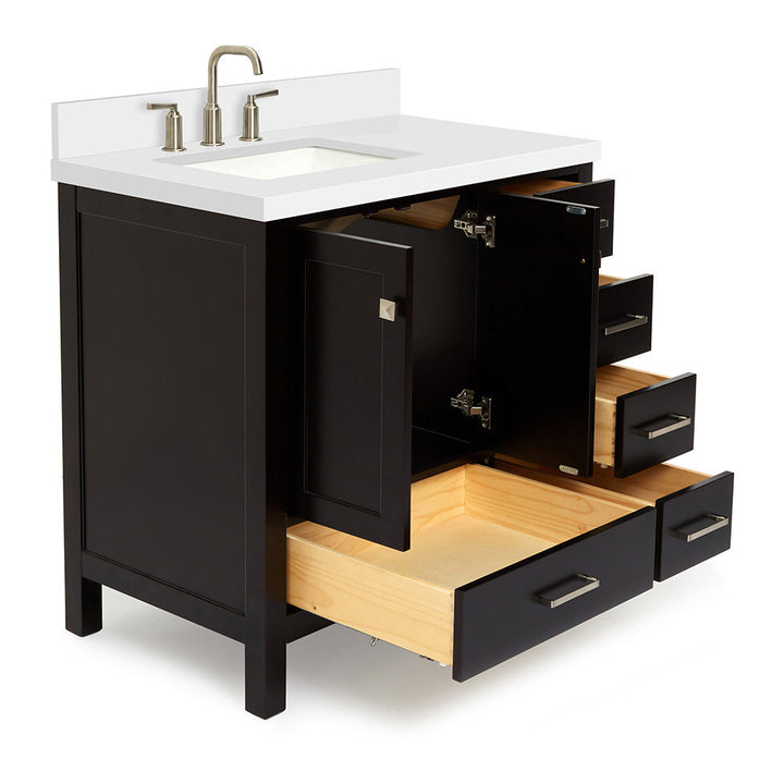 Amariani 37" Single Bathroom Vanity Set Latitude Run® Base Finish: Espresso, Hardware Finish: Satin Nickel