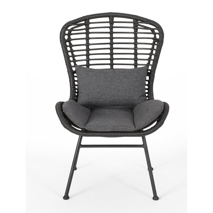 Frazer Patio Chair with Cushions (Set of 2) Mistana™ Frame Color: Gray Frame, Cushion Color: Dark Gray