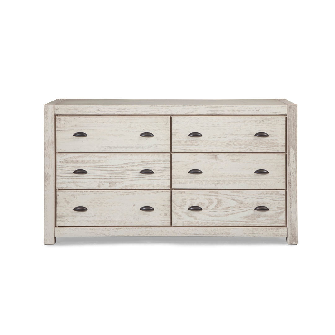Montauk 6 Drawer Double Dresser Grain Wood Furniture Color: Rustic Off-White