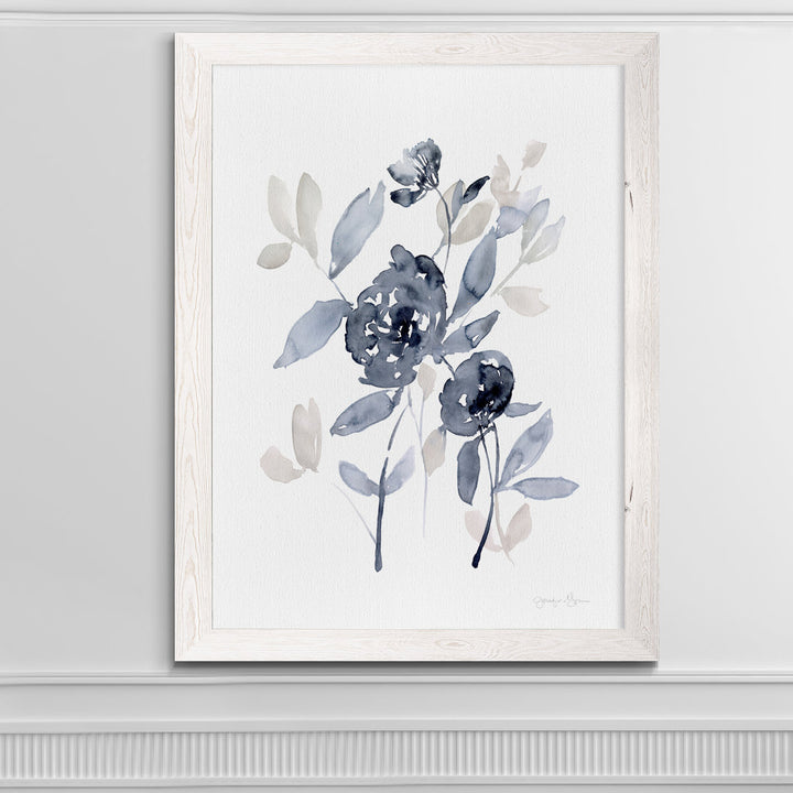 Peonies In Gray I' - Picture Frame Print on Glass Winston Porter Size: 28" H x 38" W x 1.25" D Format: Framed White Canvas
