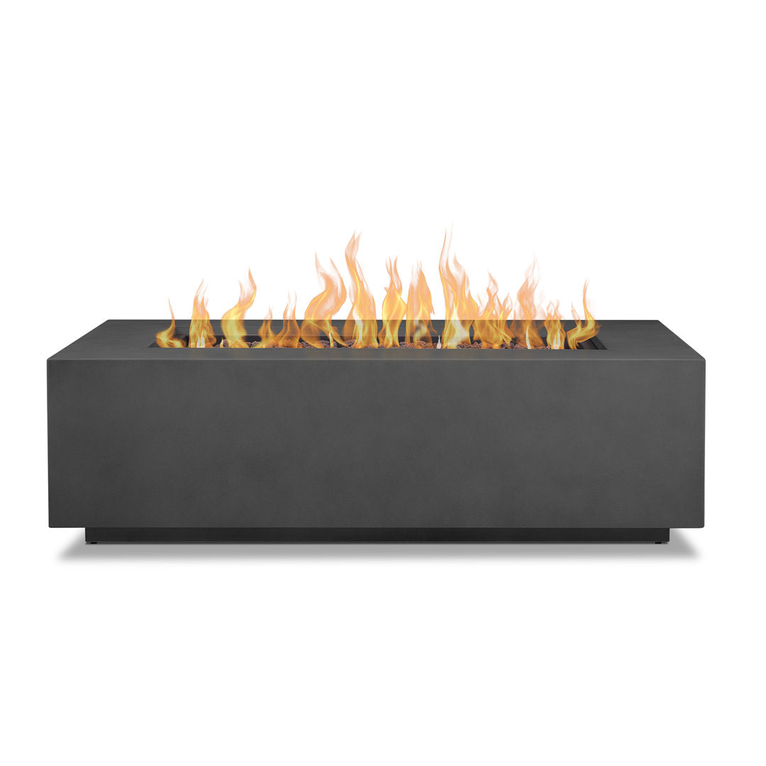 AEGEAN Propane / Natural Gas Outdoor Fire Pit Table Real Flame Size: 15" H x 50" W x 32" D Finish: Weathered Slate