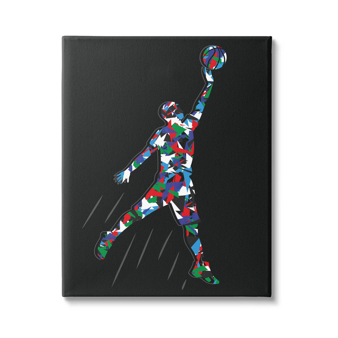 Basketball Player Abstract Pattern Canvas Wall Art By Arrolynn Weiderhold Stupell Industries Size: 48" H x 36" W x 1.5"D