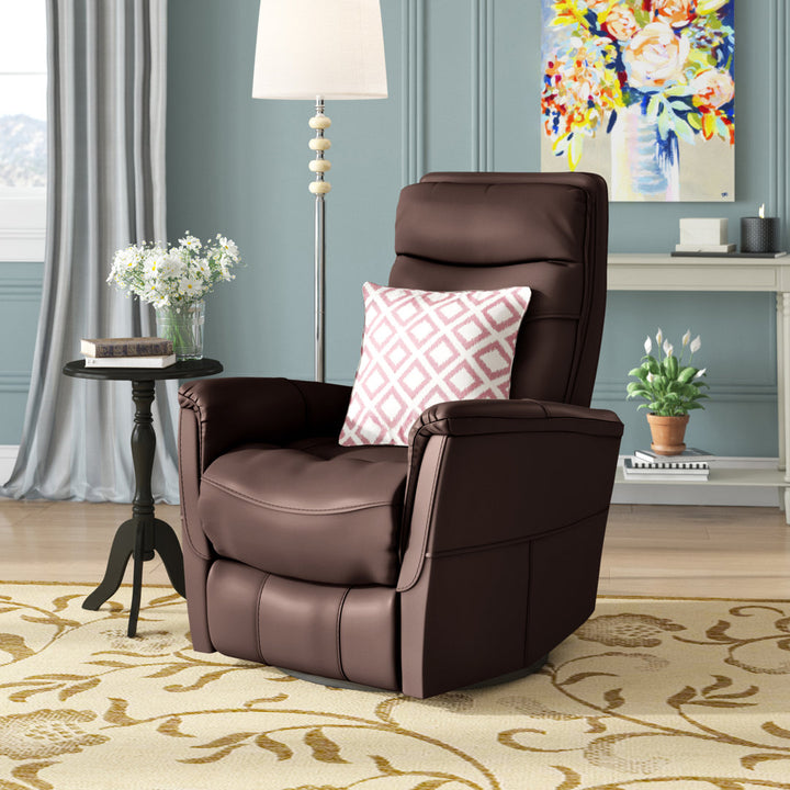 30" Top Grain Leather Manual Swivel Glider Recliner with Flared Arms Red Barrel Studio® Upholstery Color: Robust Genuine Leather