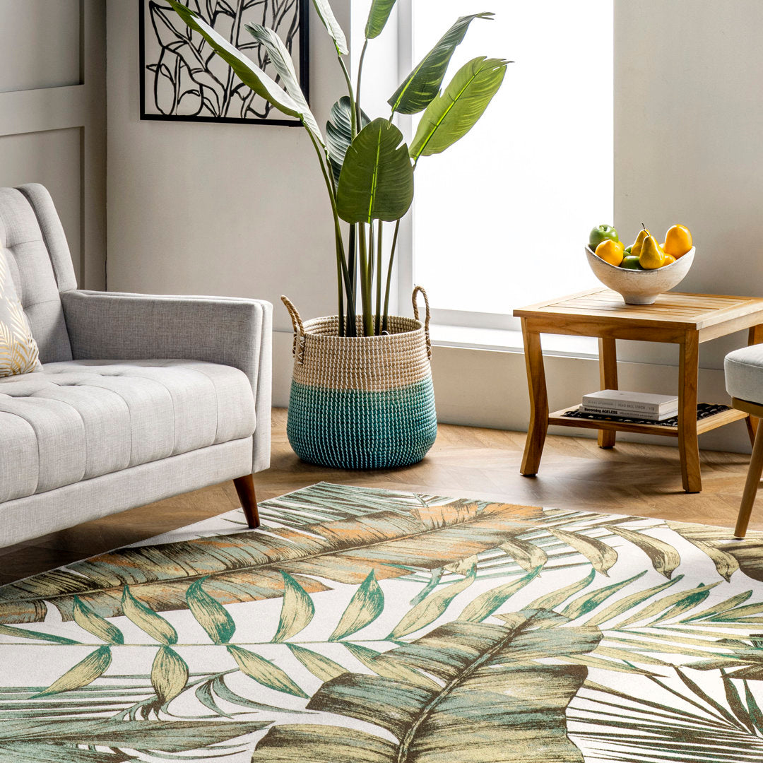 Elen SpinClean Machine Washable Natural Leaves Area Rug Bay Isle Home™ Rug Size: Rectangle 9' x 12'