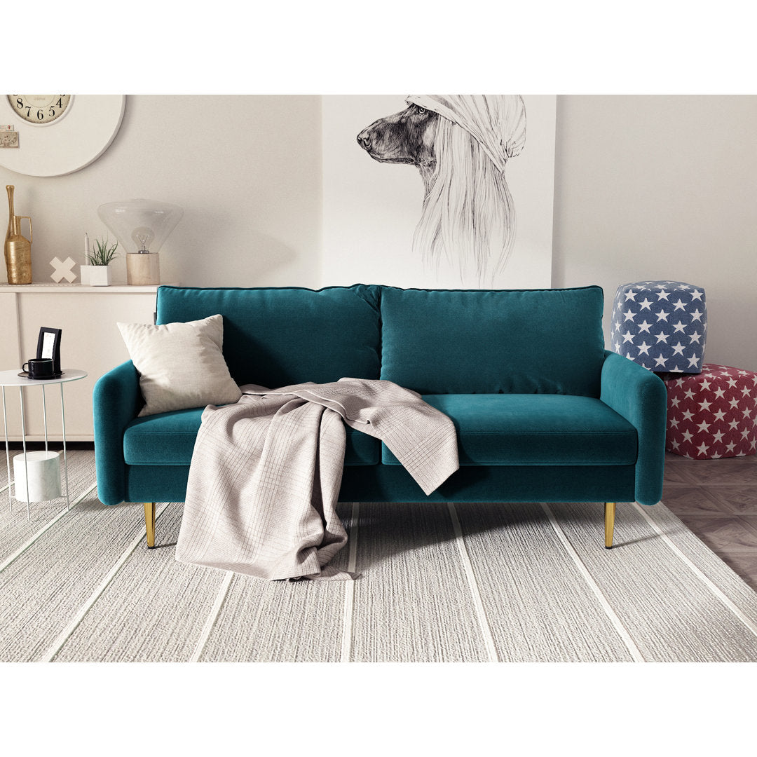 Javonta 70'' Upholstered Sofa Everly Quinn Fabric: Dark Cyan Velvet