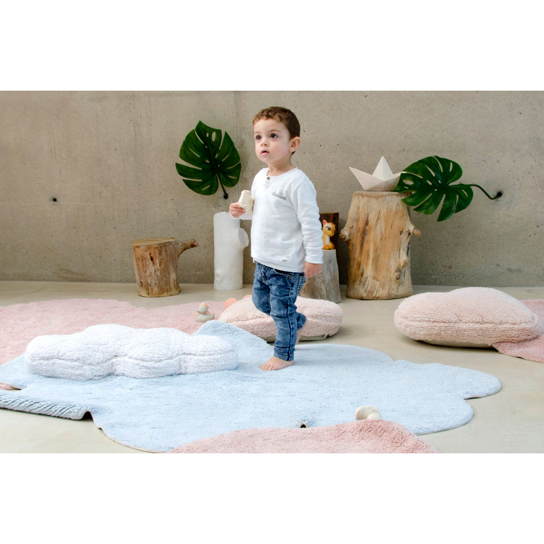 Solid Color Handmade Tufted Novelty 3'7" x 5'7" Cotton Area Rug in Blue/ Soft blue Lorena Canals