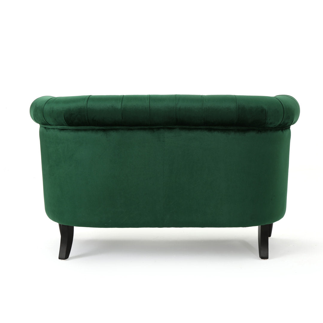 Charlotte 51.5" Velvet Rolled Arm Chesterfield Loveseat Mercer41 Fabric: Emerald Velvet
