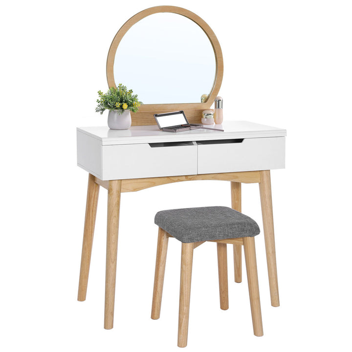 Arinze Vanity Set with Stool and Mirror Wrought Studio™ Color: Natural/White