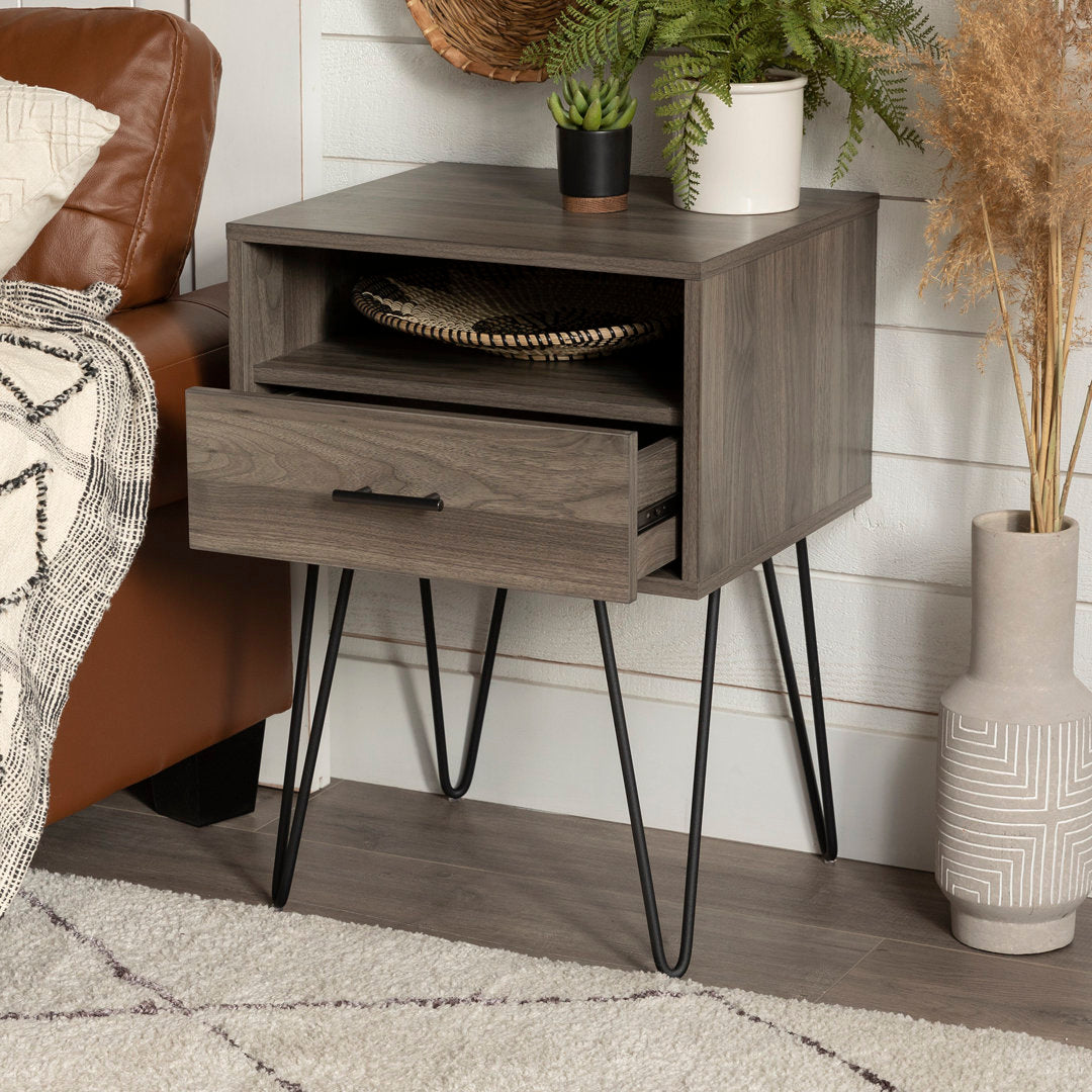 Adrow 1-Drawer Nightstand with Cubby Wade Logan® Color: Slate Gray