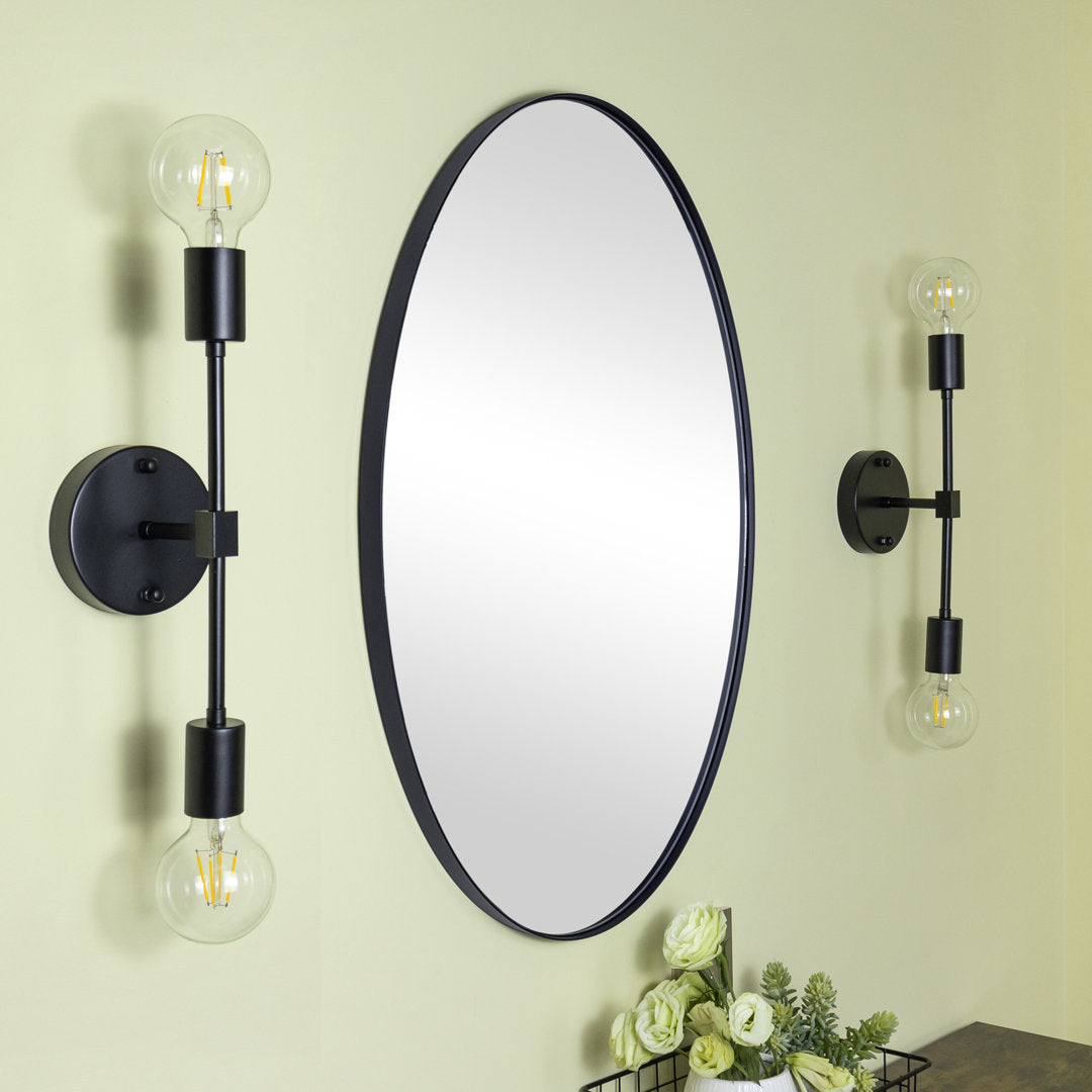 Javell Bathroom Mirror Ebern Designs Size: 36" x 24" Finish: Matte Black