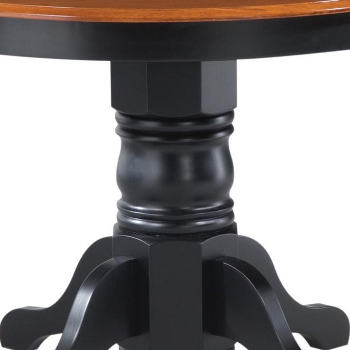 Standridge 42'' Solid Wood Pedestal Dining Table August Grove® Color: Black / Oak