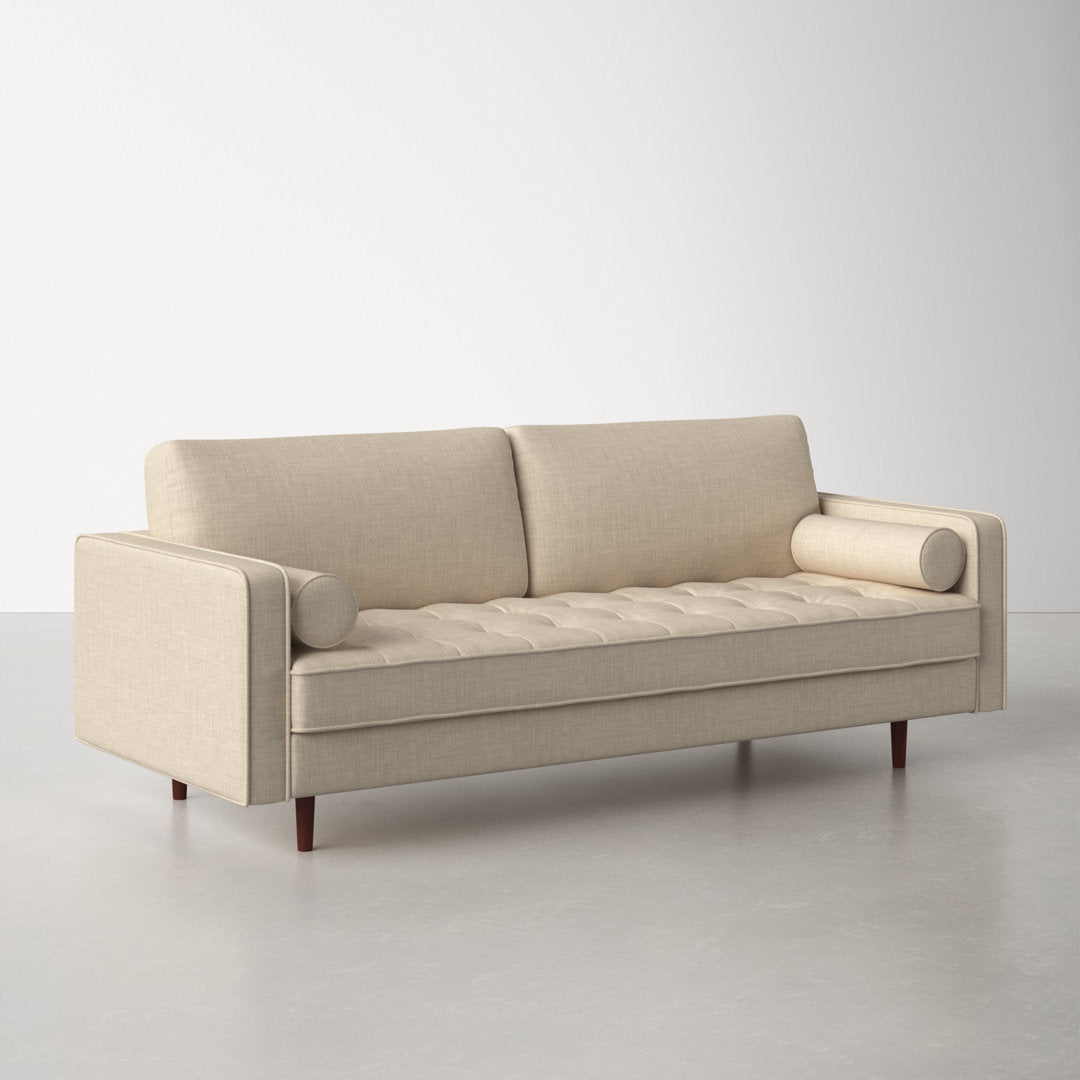 Geo 84" Upholstered Sofa AllModern Fabric: Beige Fabric