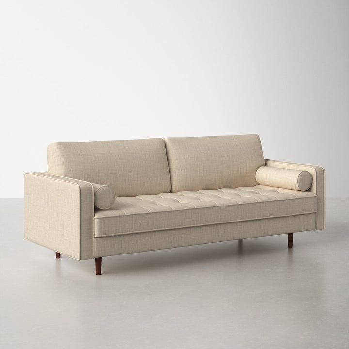 Geo 84" Upholstered Sofa AllModern Fabric: Beige Fabric