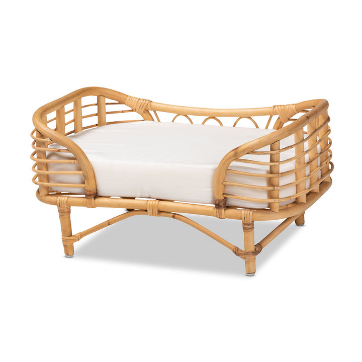 Malino Modern Bohemian  Natural Brown Rattan Pet Bed With Cushion Tucker Murphy Pet™