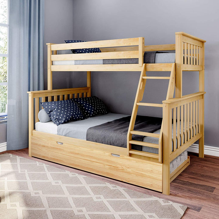 Bolles Solid Wood Standard Bunk Bed with Trundle Harriet Bee Bed Frame Color: Natural Size: Twin over Full
