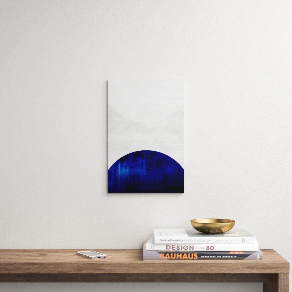 White and Cobalt by LEEMO - Wrapped Canvas Graphic Art Print George Oliver Size: 18" H x 12" W x 0.75" D