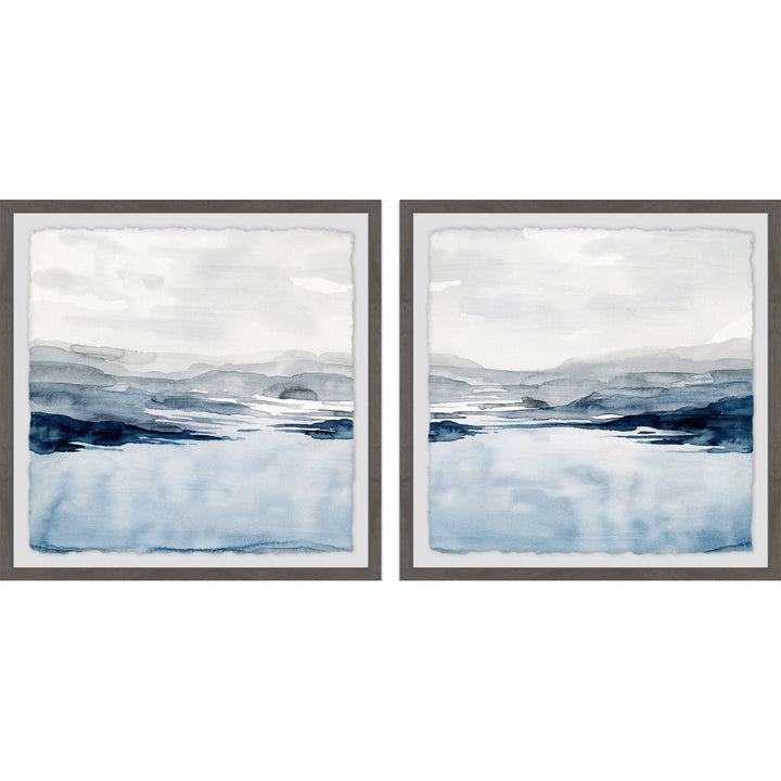 Faded Horizon III Diptych - 2 Piece Picture Frame Set Print on Paper Highland Dunes Size: 12" H x 24" W x 1.5" D