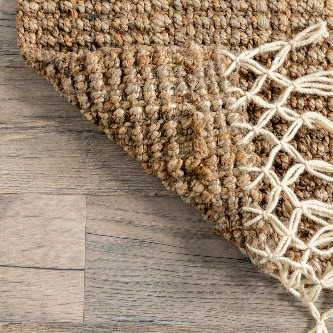 Werts Handmade Tufted Farmhouse Jute Tasseled Brown Rug Bay Isle Home™ Rug Size: Rectangle 5' x 8'