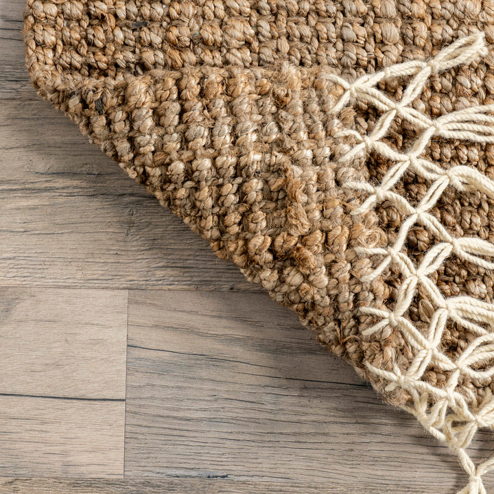 Werts Handmade Tufted Farmhouse Jute Tasseled Brown Rug Bay Isle Home™ Rug Size: Rectangle 5' x 8'