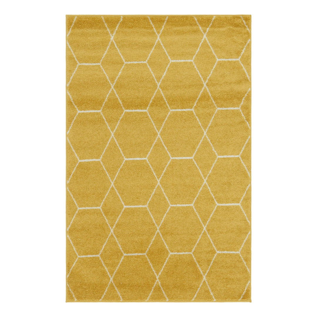 Debrodie Geometric Yellow Area Rug George Oliver Rug Size: Rectangle 3'3" x 5'3"