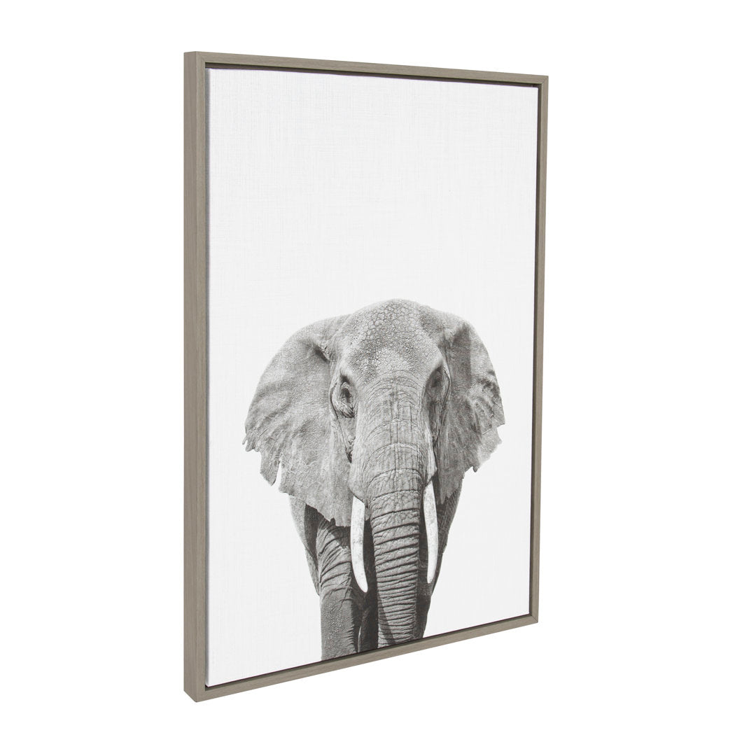 Elephant Animal Print Black and White Portrait by Simon Te Tai - Photograph Print on Canvas Ivy Bronx Format: Gray Framed