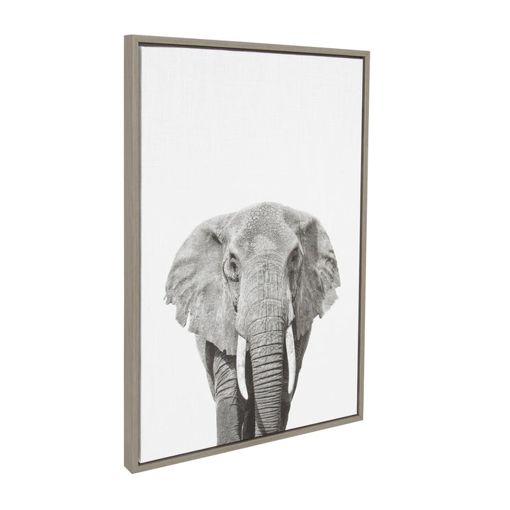 Elephant Animal Print Black and White Portrait by Simon Te Tai - Photograph Print on Canvas Ivy Bronx Format: Gray Framed