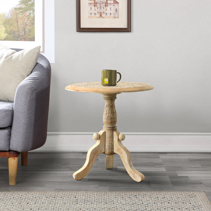 Solid Wood Pedestal End Table Bungalow Rose