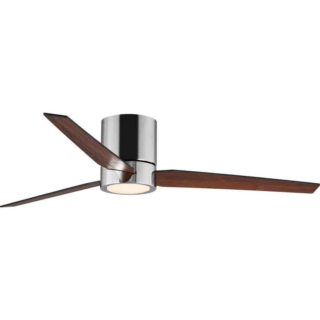 Goren 56" 3 - Blade LED Flush Mount Ceiling Fan with Remote Control and Light Kit Included AllModern Finish: Polished Chrome with Black/Walnut Blades