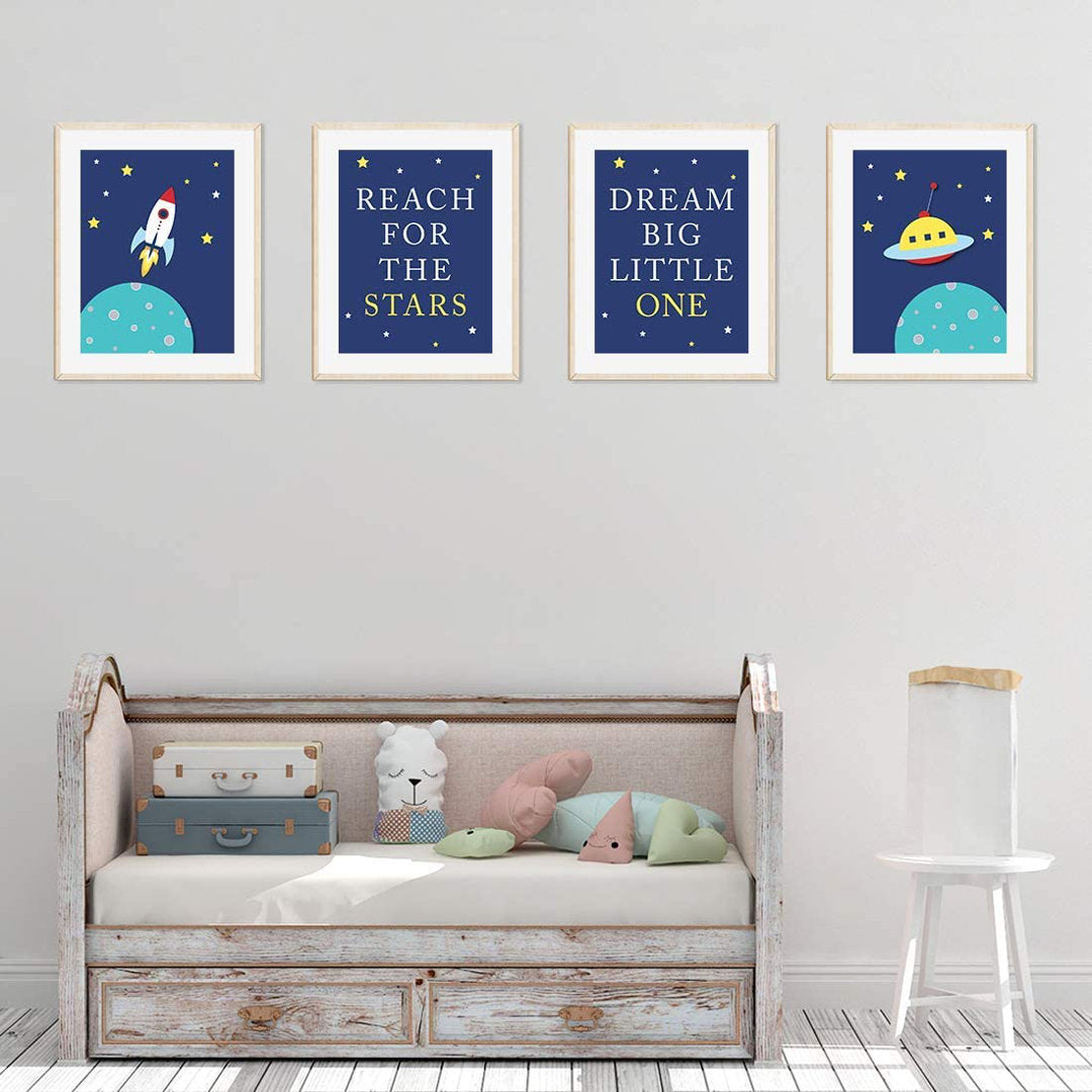 Wisner Rocket Ship 4-Piece Set Paper Print Zoomie Kids