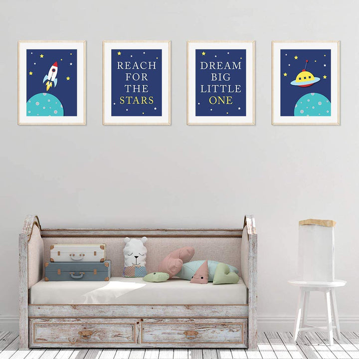 Wisner Rocket Ship 4-Piece Set Paper Print Zoomie Kids
