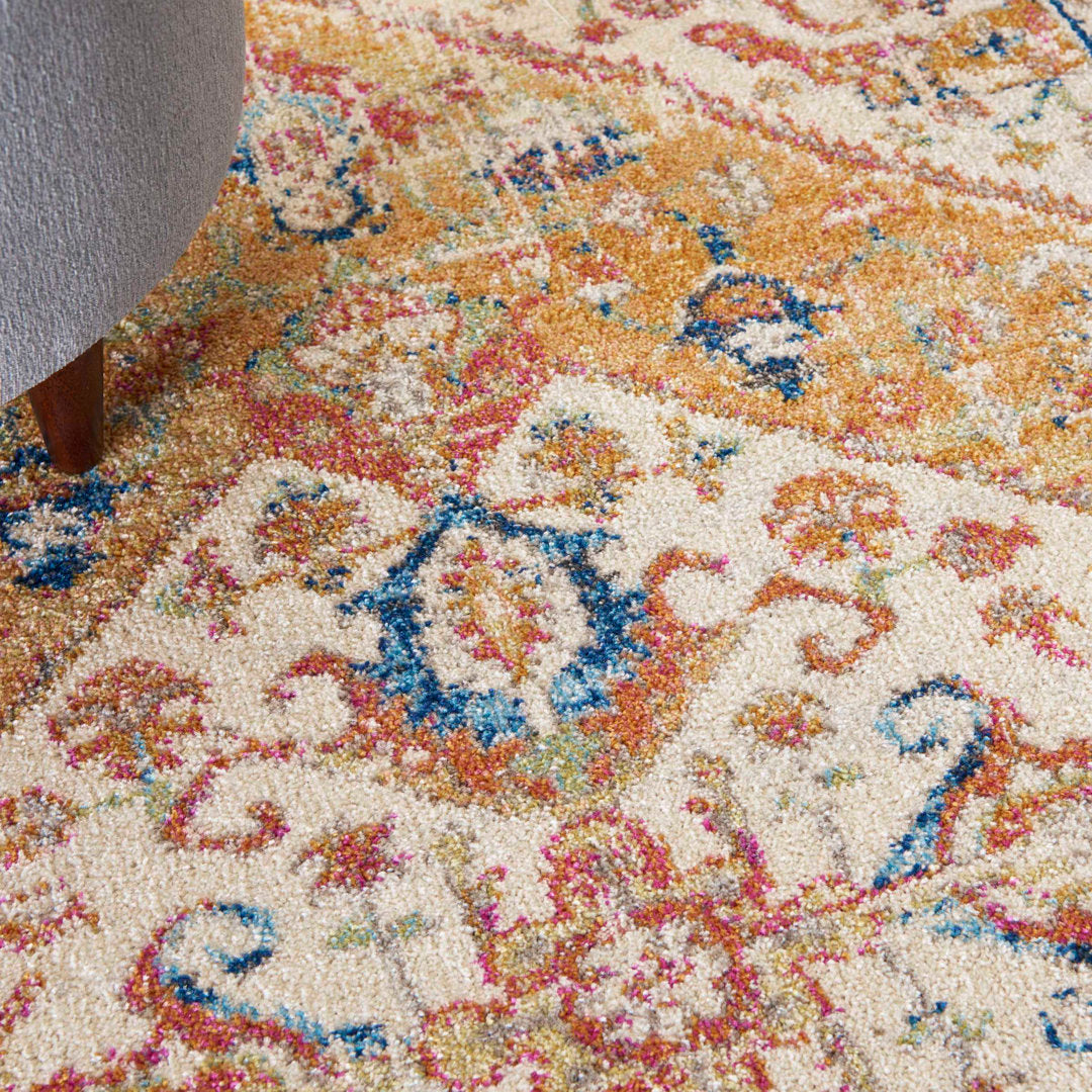 Baylee Oriental Yellow/Ivory Area Rug Kelly Clarkson Home Rug Size: Runner 2'2" x 7'6"