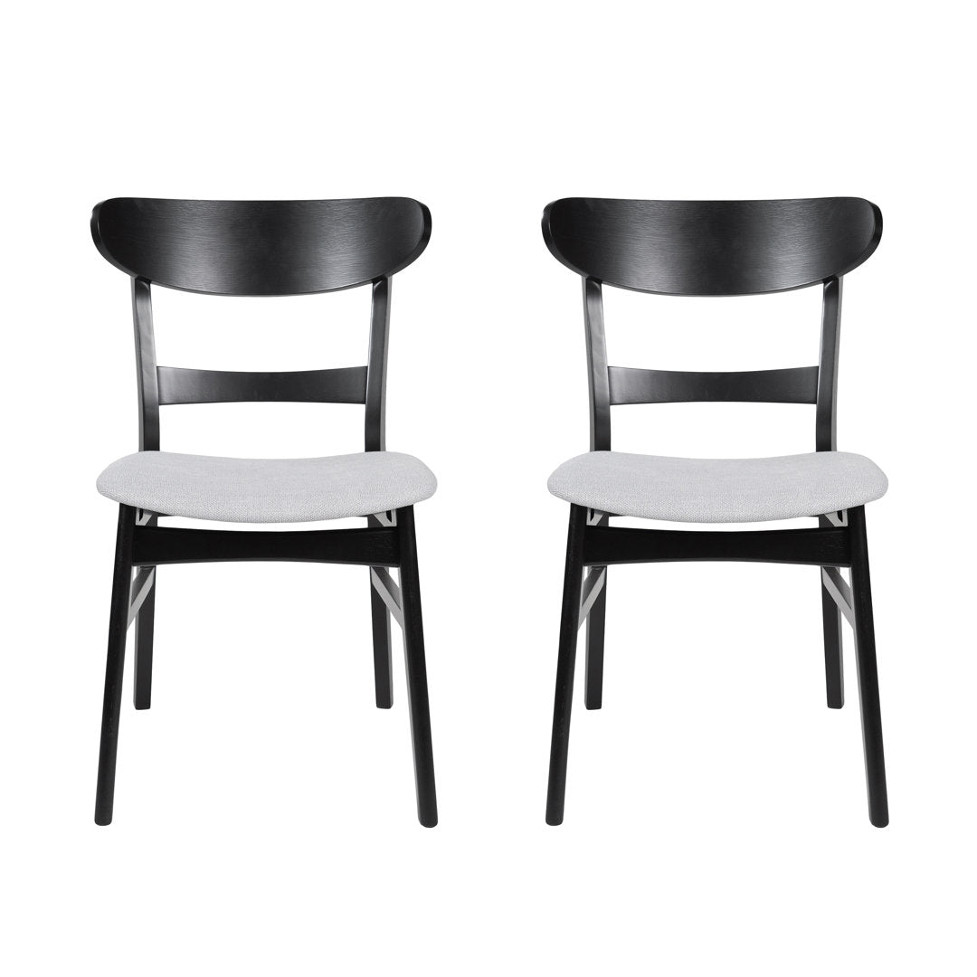Cambrielle Upholstered Side Chair (Set of 2) Wade Logan® Frame Color: Black, Upholstery Color: Light Beige