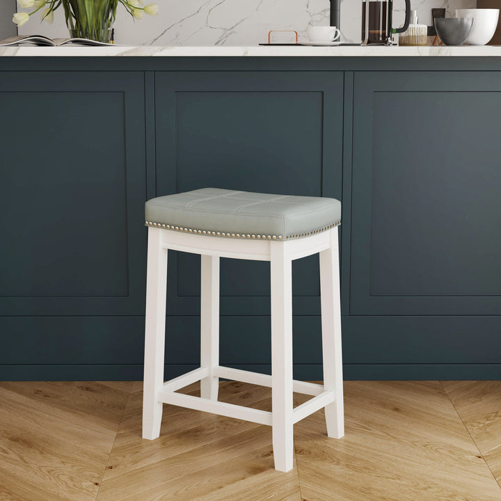 Arlyce Counter & Bar Solid Wood Backless Stool with Upholstered Seat Lark Manor™ Seat Height: Counter Stool (26.5" Seat Height)