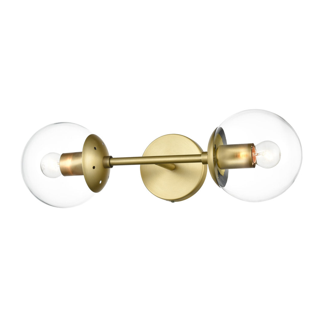 Cournoyer 2-Light Dimmable Wallchiere George Oliver Shade Color: Clear Finish: Brushed Brass