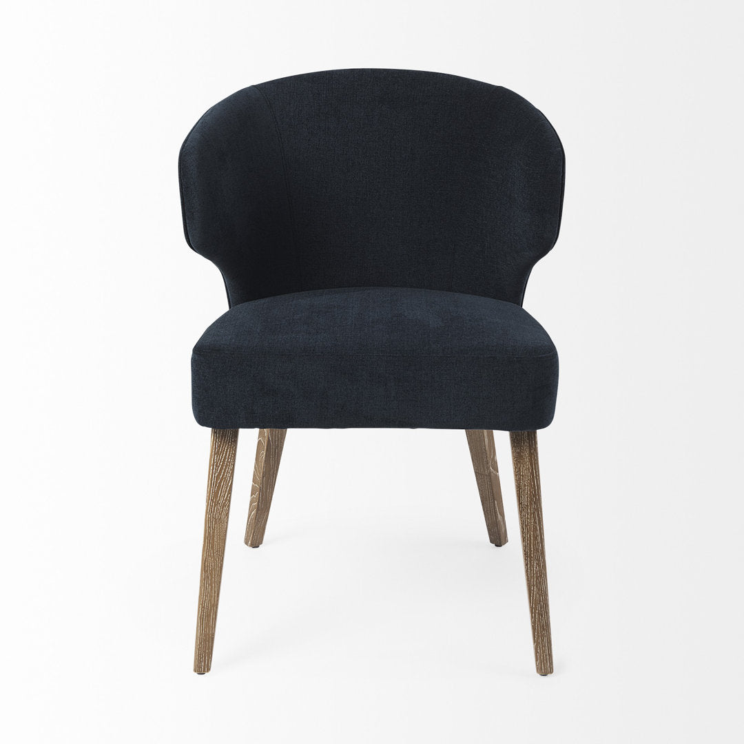 Golino Fabric Upholstered Wingback Side Chair Joss & Main Leg Color: Brown, Upholstery Color: Black